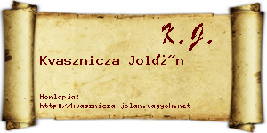 Kvasznicza Jolán névjegykártya